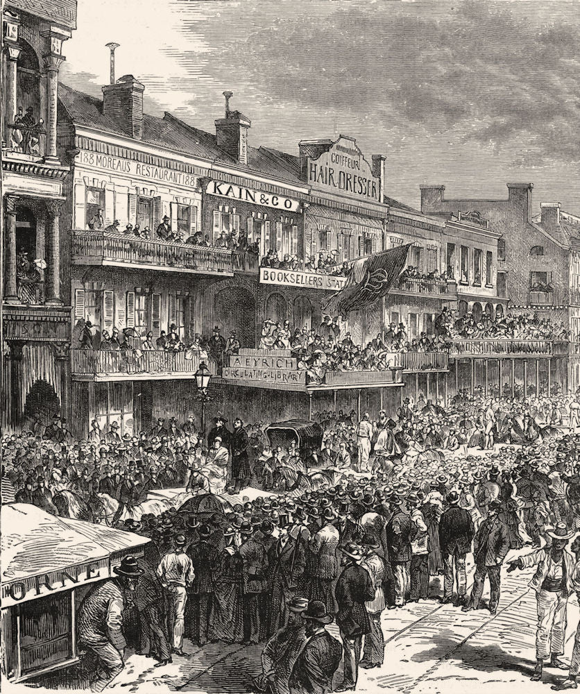 LOUISIANA. An Election day in New Orleans c1880 old antique print picture